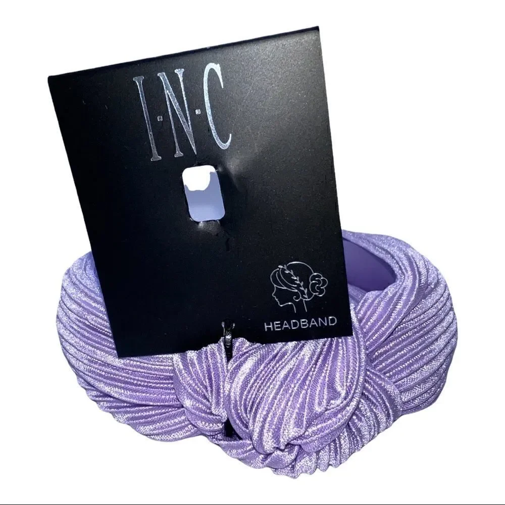 INC International Concepts Pleated Fabric Knotted Headband Purple